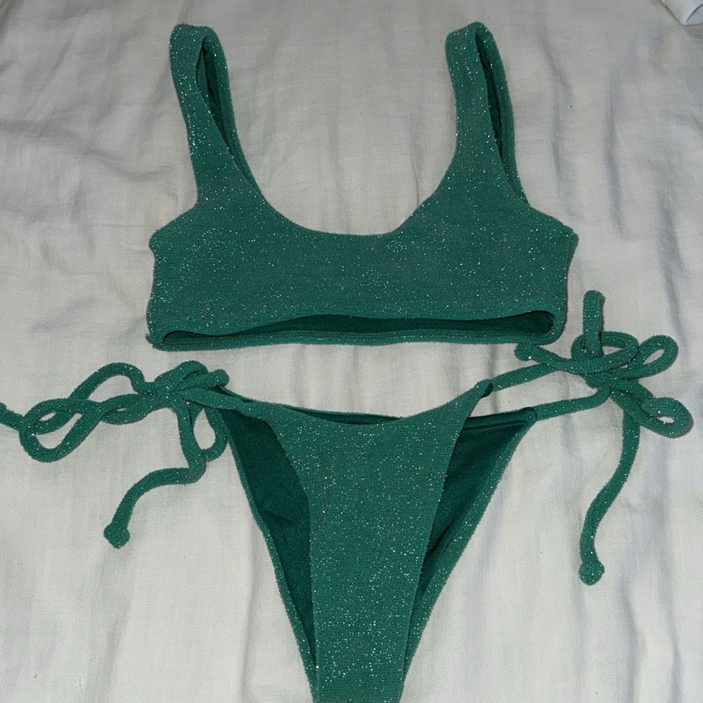 Frankie's Bikinis Teal Bikini Set